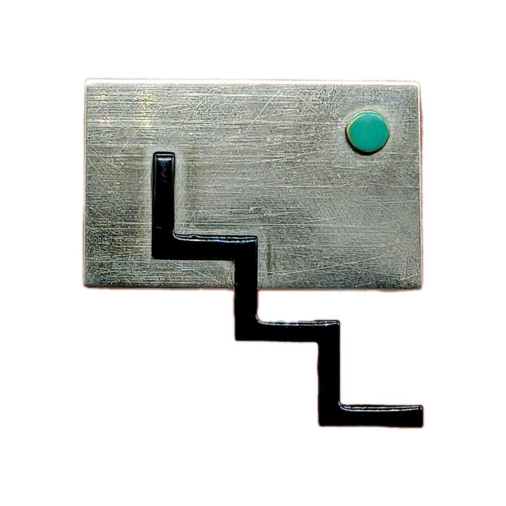 Vintage Paz Modernist Brooch Pin "Pixel" Signed Geometric